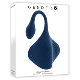 Gender X Daily Grind Silicone Vibrator Blue packaging featuring unique winged design and rechargeable functionality.