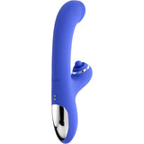 Evolved Oh Gee Silicone G-Spot Vibrator Blue showcasing its sleek design and dual-stimulation features.