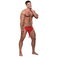 Male Power Squeaker Elephant G-string Red One Size on a model showcasing its novelty design.