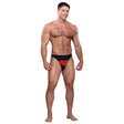 Male Power Hot Lips Bikini Black One Size showcased on a muscular model, featuring playful red lips on a black base.