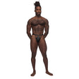 Male Power Jouster Studded G-Thong Black L XL worn by a model showcasing edgy fetish-inspired style.