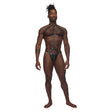 Male Power Gladiator Studded Thong Harness Black on a male model showcasing the unique design and bold style.