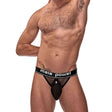 Male Power Cock Pit Net Cock Ring Jock Black L XL showcased on a model, featuring sporty net paneling and branded waistband.