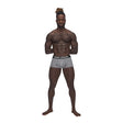 Model wearing the Sexagon Mini Short Grey Medium showcasing style and comfort from Male Power collection.