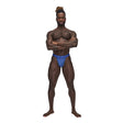 Model wearing Male Power Sexagon Micro V Thong Royal S M in royal blue showcasing bold style and comfort.