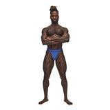 Model wearing Male Power Sexagon Micro V Thong Royal S M in royal blue showcasing bold style and comfort.