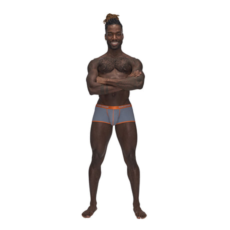Male Power Casanova Uplift Short Grey Large on a model showcasing a confident silhouette with stylish design.