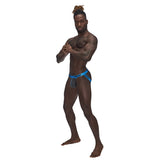 Male Power Casanova Uplift Jock Black L XL on a model showcasing its sleek design and lifting support.