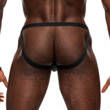 Male Power Magnificence Jock Black S/M showcasing sculpted design and comfort from the back view.