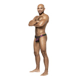 Male Power Hocus Pocus Uplift Bong Thong Purple worn by a model showing a sporty and stylish design.