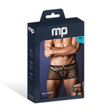 Male Power Love Star Short With Ring Black Small packaged for retail display, featuring a male model.
