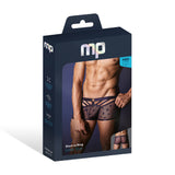 Male Power Love Star Short with Ring Purple Small packaging featuring model, showcasing stylish design and fit.