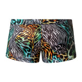 Male Power Go Wild Uplift Mini Short Animal Print back view showcasing vibrant animal print design.