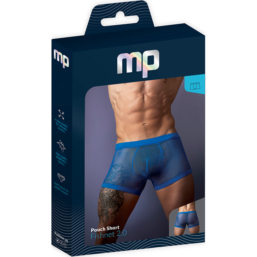 Male Power Fishnet 2.0 Pouch Short Royal Large packaging showcasing the breathable men's lingerie design.