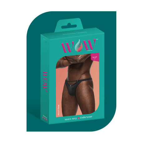 Male Power Wow Magnificence Micro V Black S M packaging showing men's sexy underwear with a modern design.