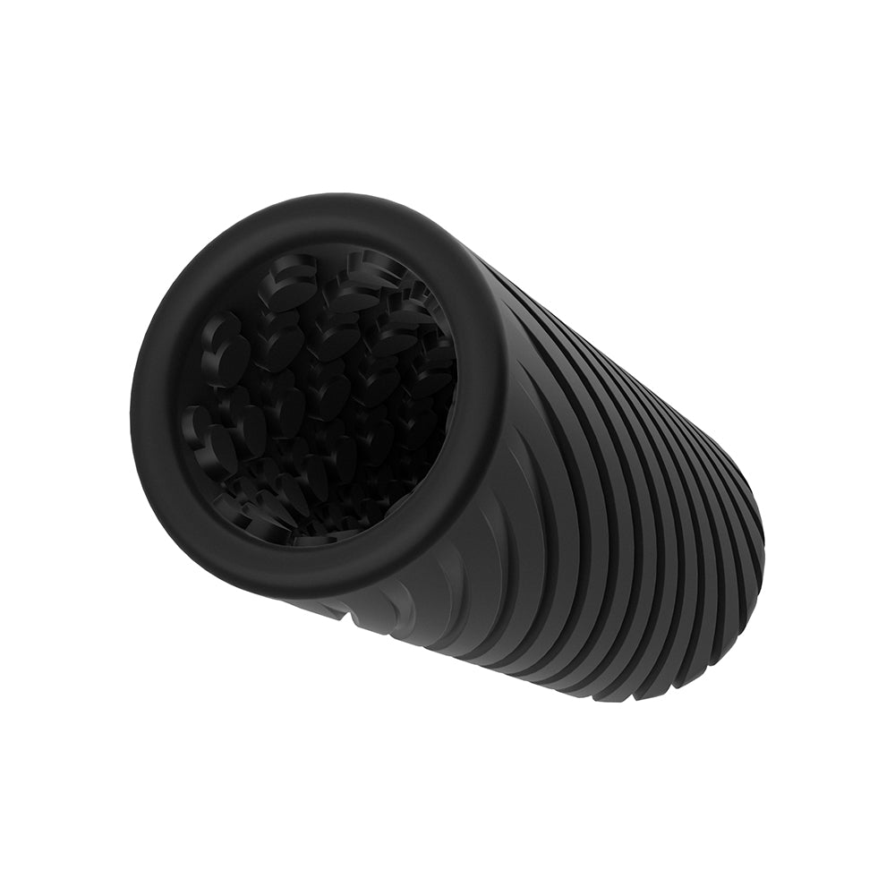 Arcwave Ghost Reversible Silicone Stroker Black close-up view showcasing unique textures and design.