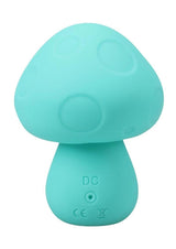 Mochi Mushroom Vibe Rechargeable Vibrator Teal in a fun mushroom shape, featuring a soft teal silicone body.