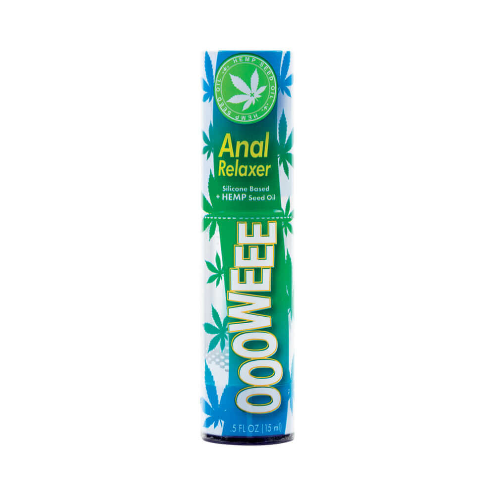 OOOWEEE Anal Relaxer 0.5 Oz Bottle, a silicone-based anal relaxer with hemp seed oil.