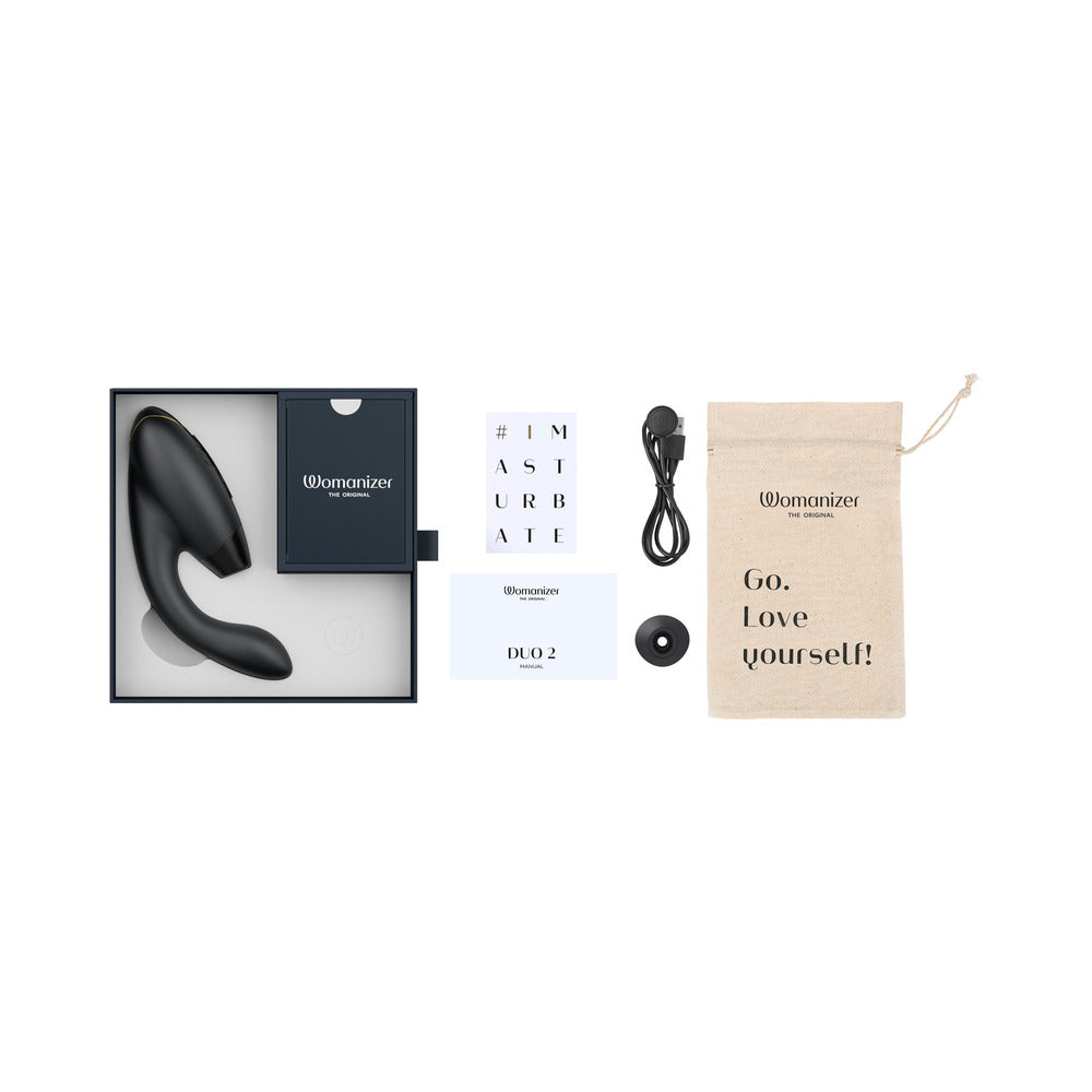Womanizer Duo 2 Silicone Rechargeable Clitoral and G-Spot Stimulator - Black