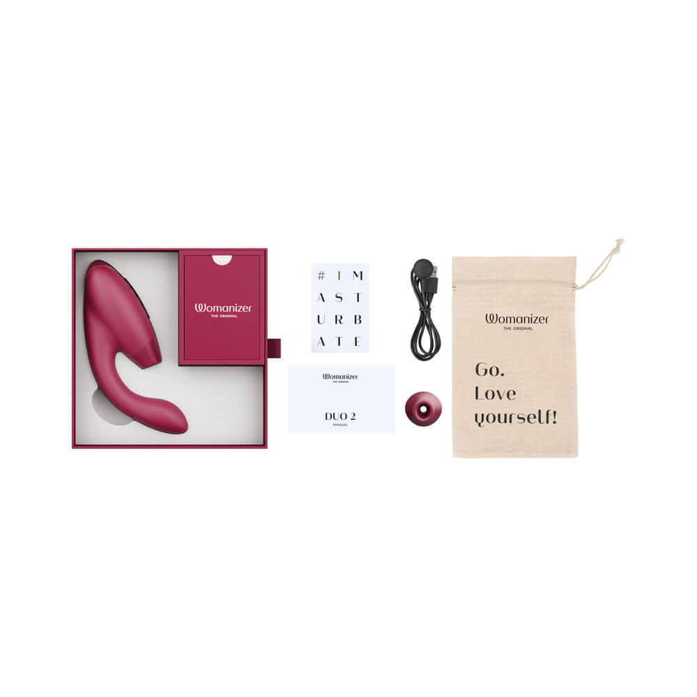 Womanizer Duo 2 Silicone Rechargeable Clitoral and G-Spot Stimulator - Bordeaux