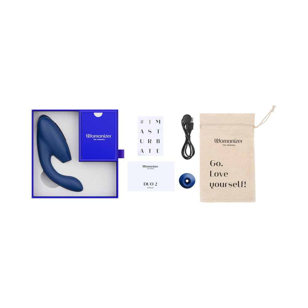 Womanizer Duo 2 Silicone Rechargeable Clitoral and G-Spot Stimulator - Blue