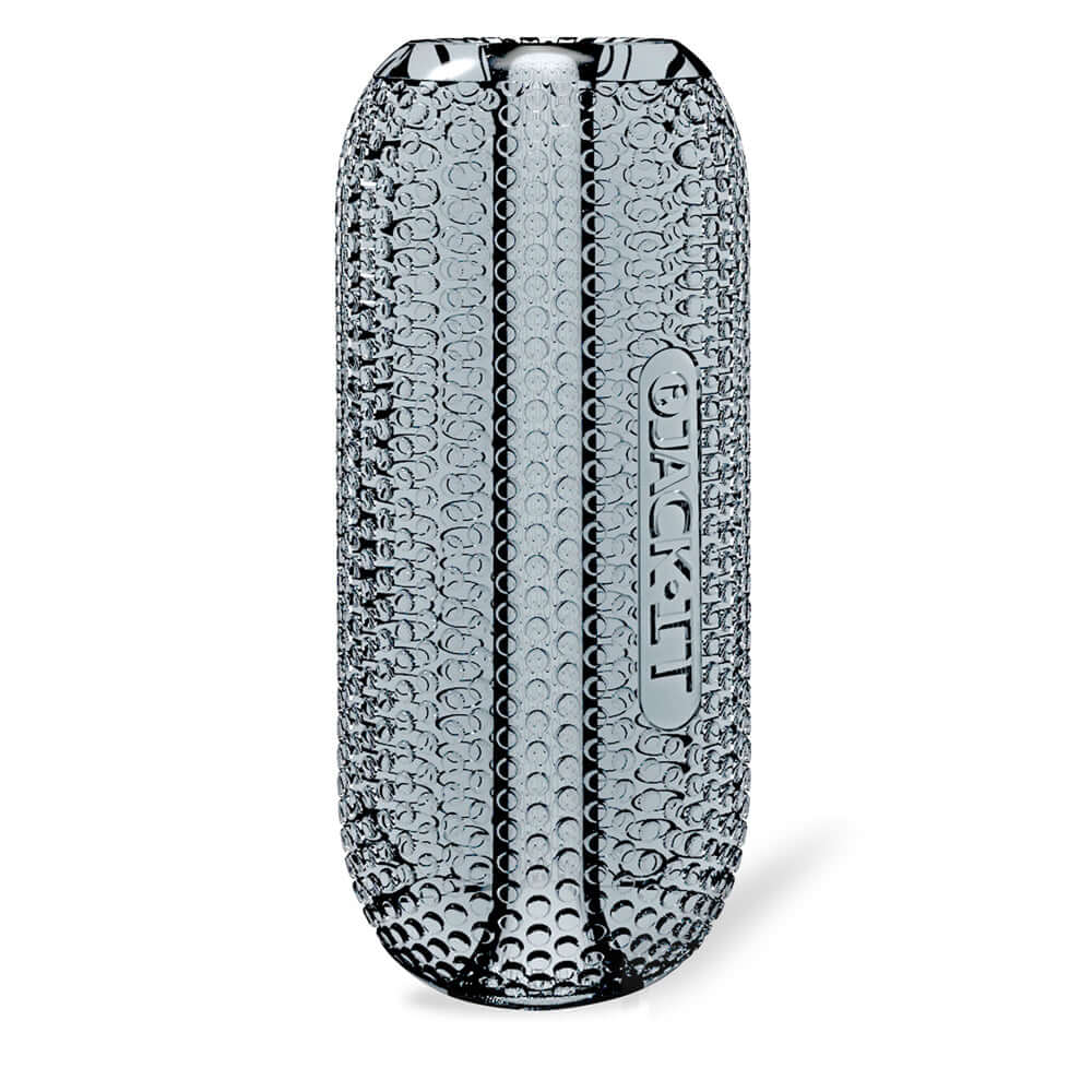 Jack-it Hand Stroker Smoke featuring a clear, dimpled texture for excellent grip and sensation.