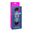 Quickie Silicone Mouth Bit Gag Black packaging featuring a sleek design and easy use features.