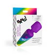 Bang Rainbow Mini Silicone Wand Vibrator in colorful packaging showcasing its features and travel-friendly design.