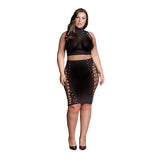 Le Desir Shade Kala XXXVII 2-Piece with Turtleneck, Crop Top & Skirt Black Queen Size