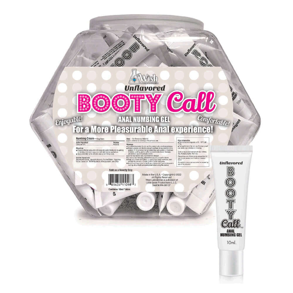 Bootycall Anal Numbing Gel Unflavored 65 Piece Fishbowl for enhanced comfort during anal play.