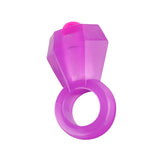 Rock Candy Bling Pop Vibrating Cock Ring Purple, a playful jewel-shaped vibrating cock ring for couples' stimulation.