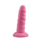 Rock Candy Suga Daddy 5.5 Inch Silicone Dildo Pink in a vibrant pink color with a twisted shaft.