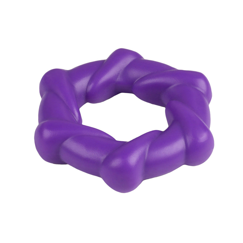 Rock Candy Taffy Twist Twisted Cock Ring Purple in a soft, pliable twisted design for added performance and comfort.