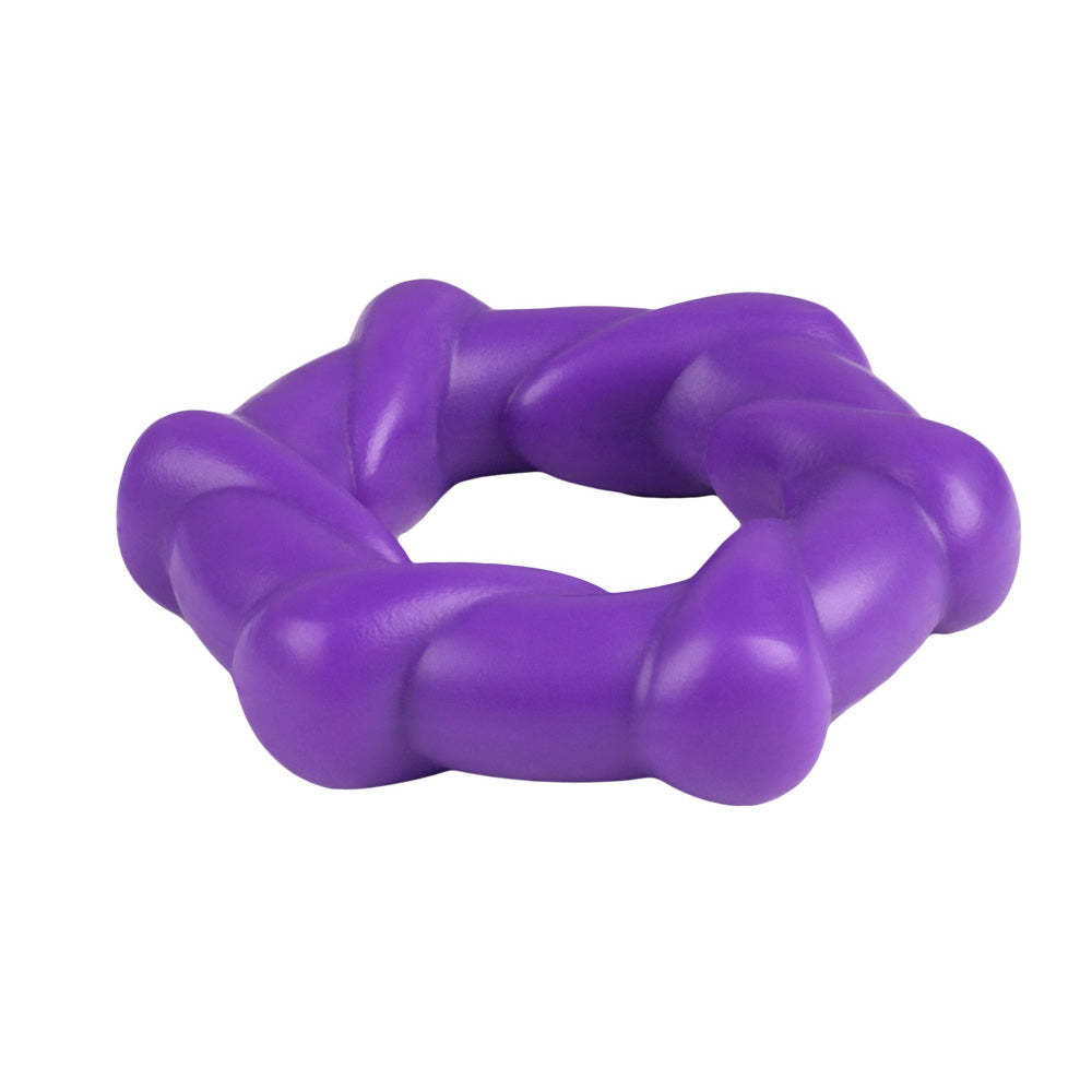 Rock Candy Taffy Twist Twisted Cock Ring Purple on a white background for enhanced performance and pleasure.