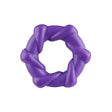 Rock Candy Taffy Twist Twisted Cock Ring Purple highlighting its snug, spiraled design for enhanced performance.