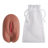 Cloud 9 Personal Pussy & Anal Body Mold Stroker Brown next to white storage bag, featuring realistic openings for versatility.