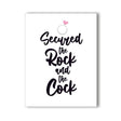 Rock Cock Naughtykard Bachelorette Greeting Card with playful text 'Secured the Rock and the Cock'