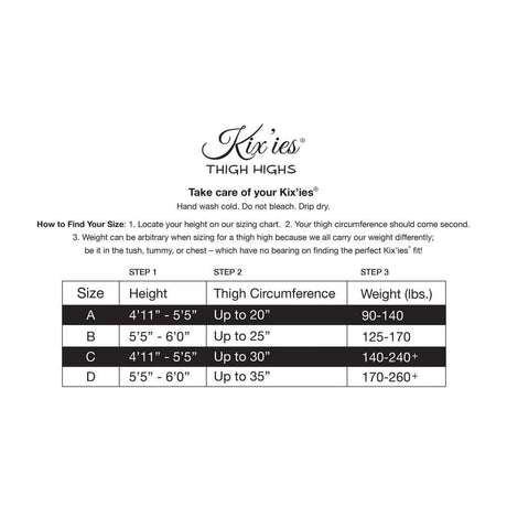 Kixies Tan Rhinestone Mardi Gras Tights Size B sizing chart with height and weight guidelines.
