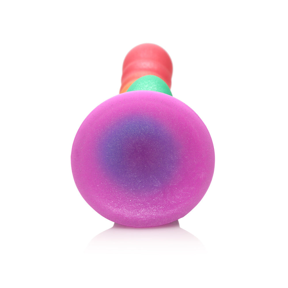 Simply Sweet Ribbed 6.5 inches Silicone Dildo Rainbow