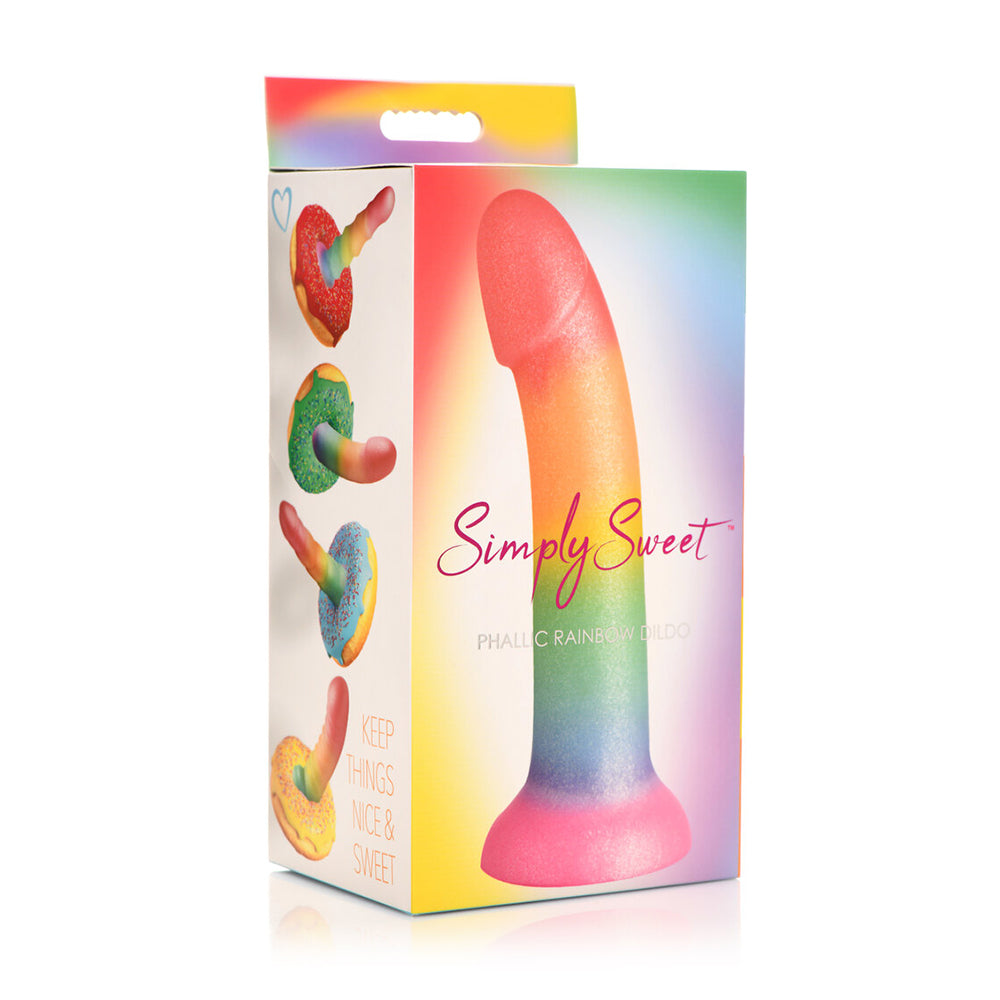 Simply Sweet Phallic 6.5 inch Silicone Dildo Rainbow