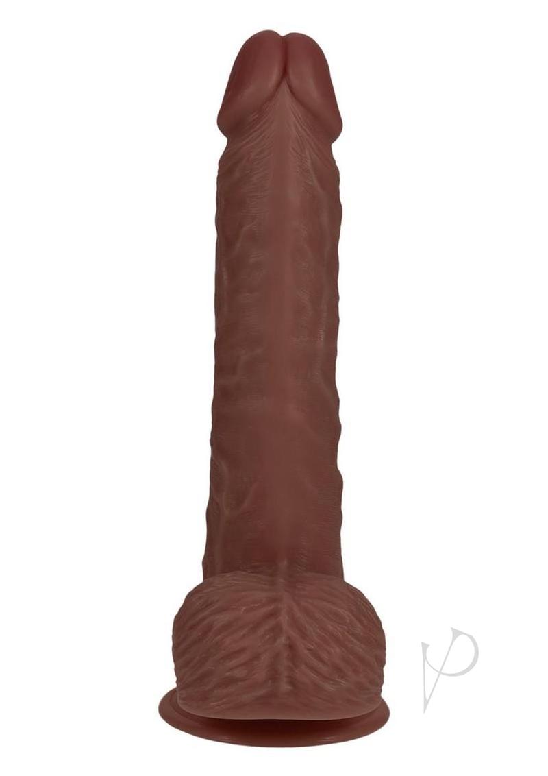RealRock 7 Inch Vibrating Dildo with Balls Chocolate, lifelike shaft and textured design for enhanced stimulation.
