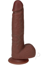 RealRock 7 Inch Vibrating Dildo with Balls Chocolate, realistic design, textured shaft for stimulation.