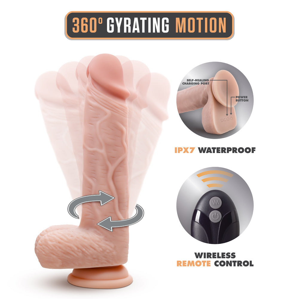 Dr. Skin Silicone Dr. Ethan Remote Rechargeable 8.5 inches Gyrating Vibrating Dildo Beige