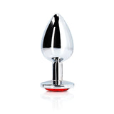 Ouch! Round Gem Butt Plug Medium Silver/Ruby Red