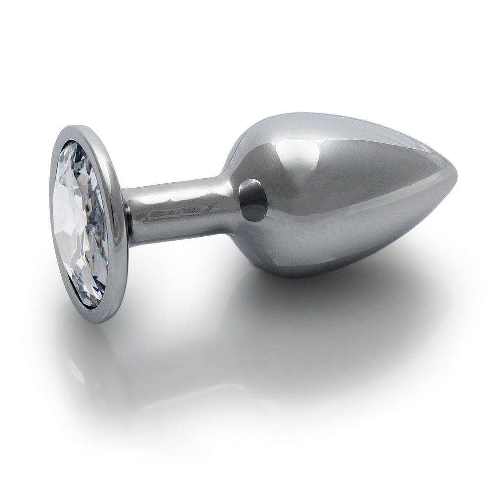 Ouch! Round Gem Butt Plug Small Silver/Diamond