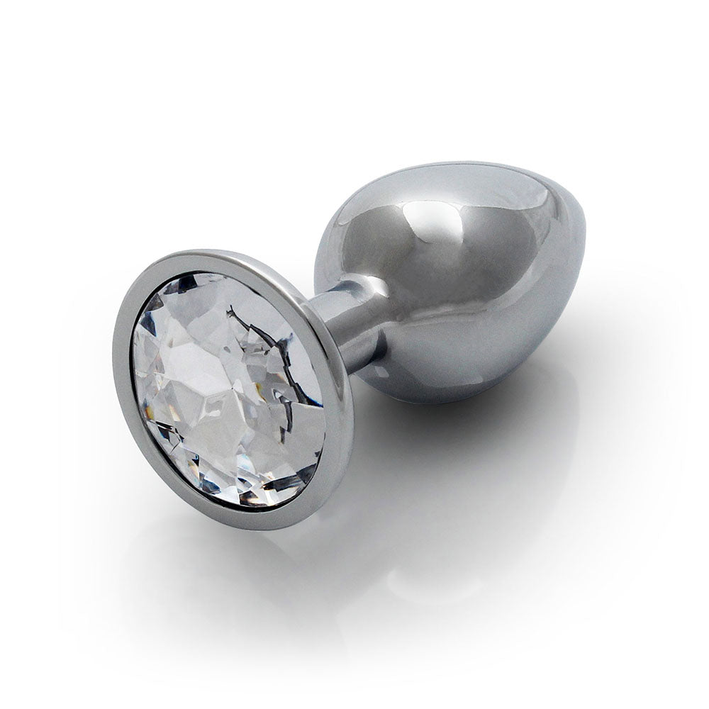 Ouch! Round Gem Butt Plug Small Silver/Diamond