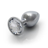 Ouch! Round Gem Butt Plug Small Silver/Diamond