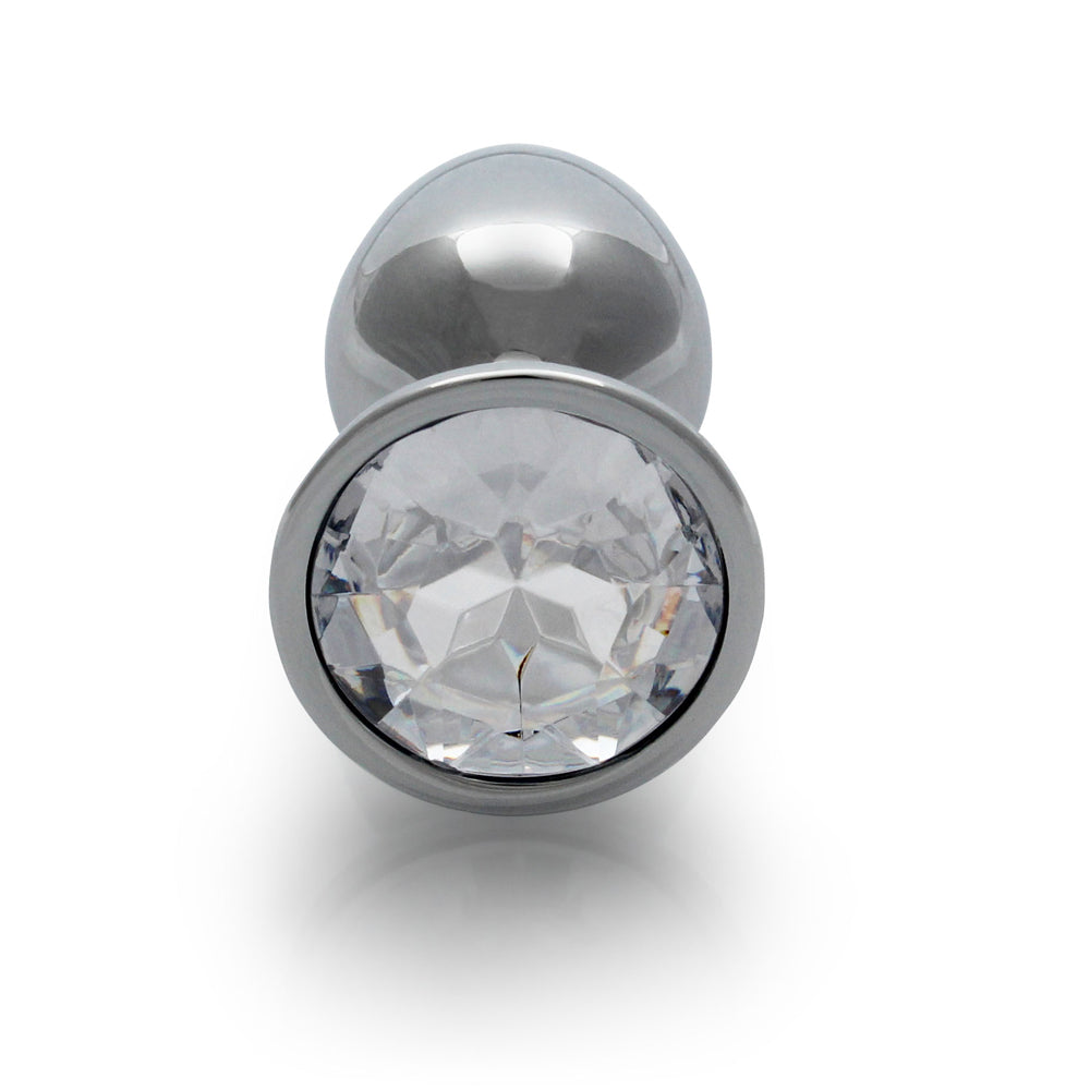 Ouch! Round Gem Butt Plug Small Silver/Diamond