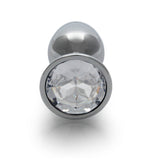 Ouch! Round Gem Butt Plug Small Silver/Diamond