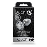 Ouch! Round Gem Butt Plug Small Silver/Diamond